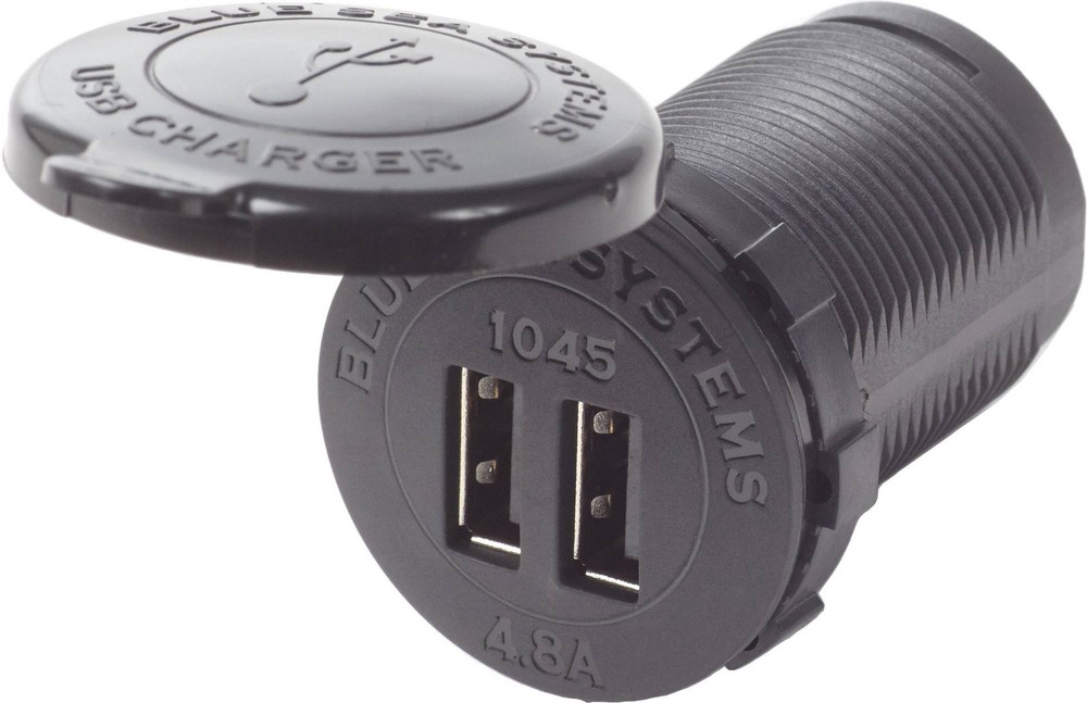 12V 24V Fast Charge 4.8A Dual USB Car Charger Socket Mount  