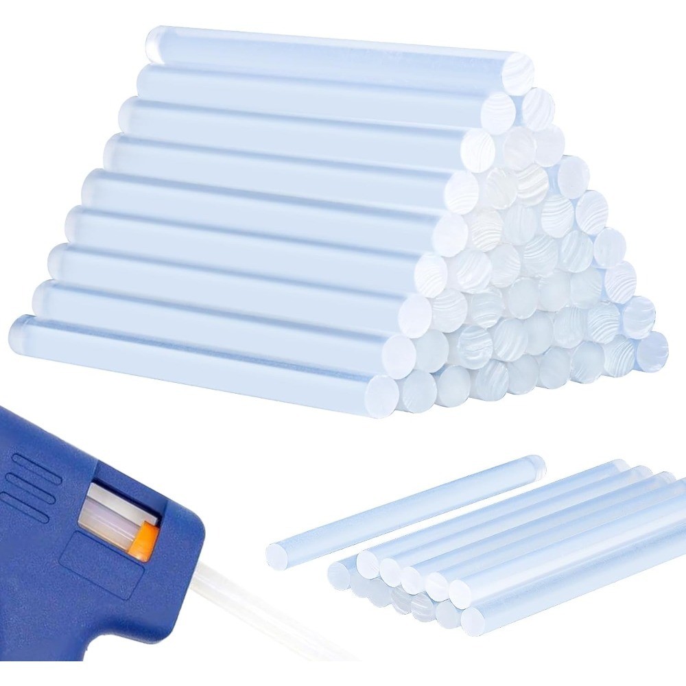 Mini Hot Glue Sticks 50PCS, 4 Inch Length 0.27 Inch Diameter, Clear Adhesive for