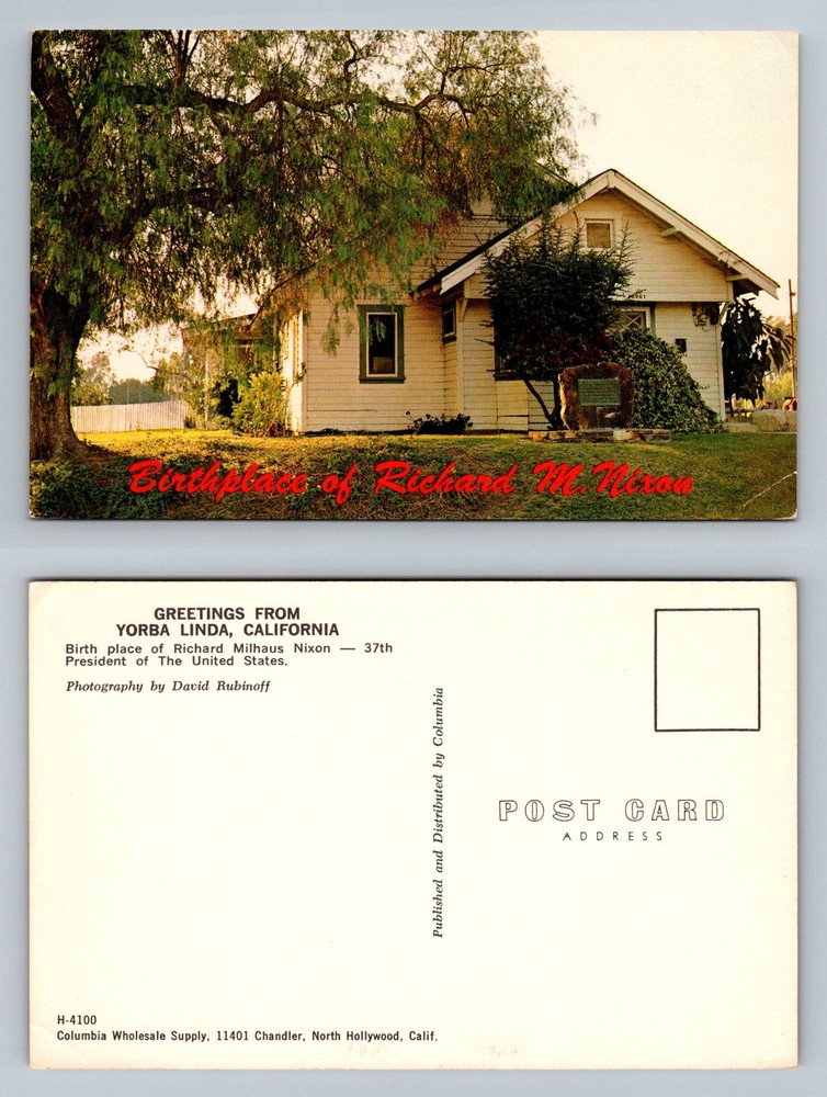 Yorba Linda, CA-California, Greetings Richard Nixon Birthplace Vintage Postcard