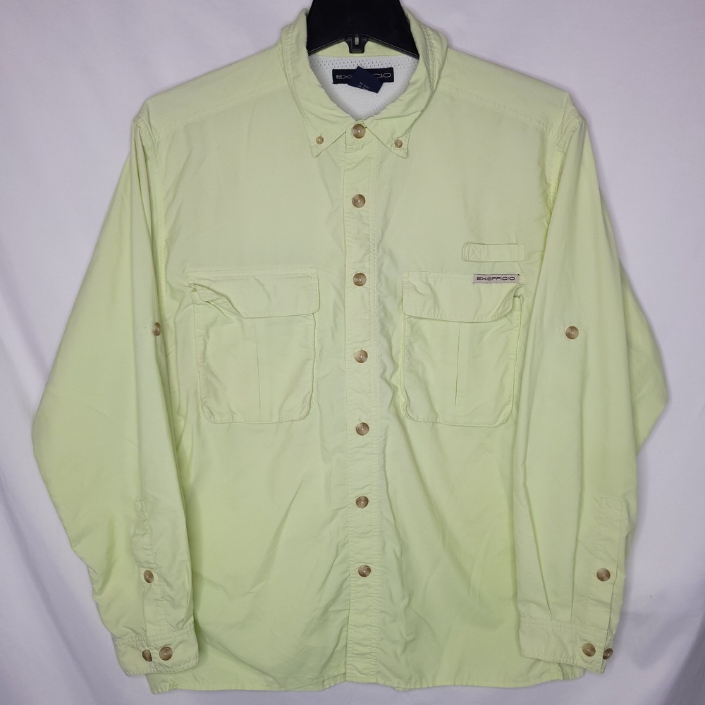 Exofficio Shirt Mens Large Green Vented Button Down Fishing