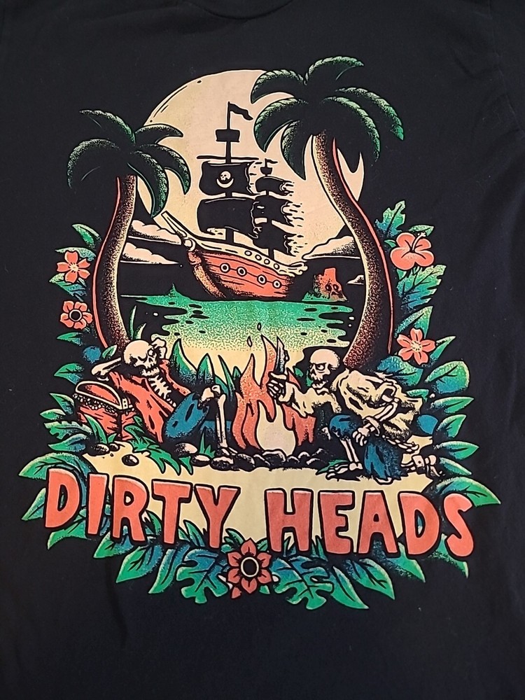 Vtg Dirty Heads Island Glow Tour Heavy Cotton Black Shirt For Men MC074