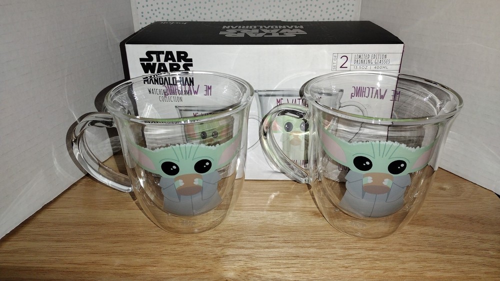 JoyJolt Awake! Grogu Coffee Mug Set of 2 Limited Edition . 13.5oz - MANDALORIAN