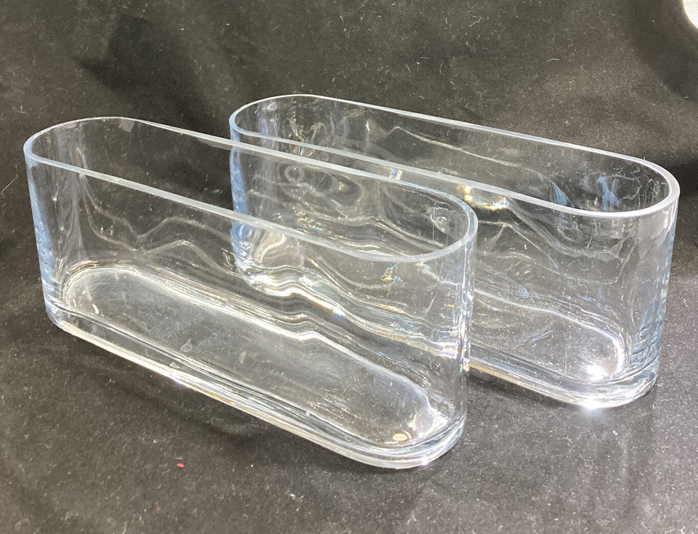 Contemporary Flower Vases Set Of 2 Clear Oval 9.5” X 4” X 2.75”