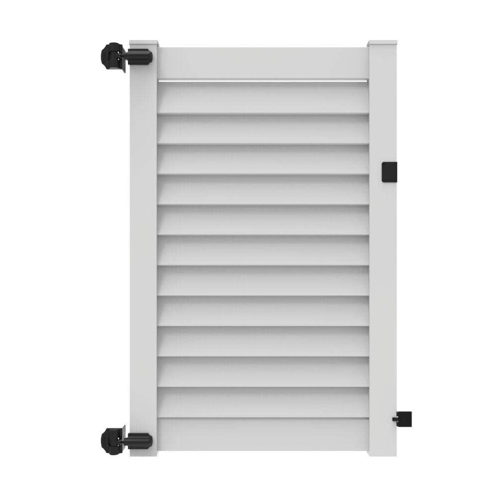 Louvered 4ft.x6ft.White Vinyl Privacy Fence Gate
