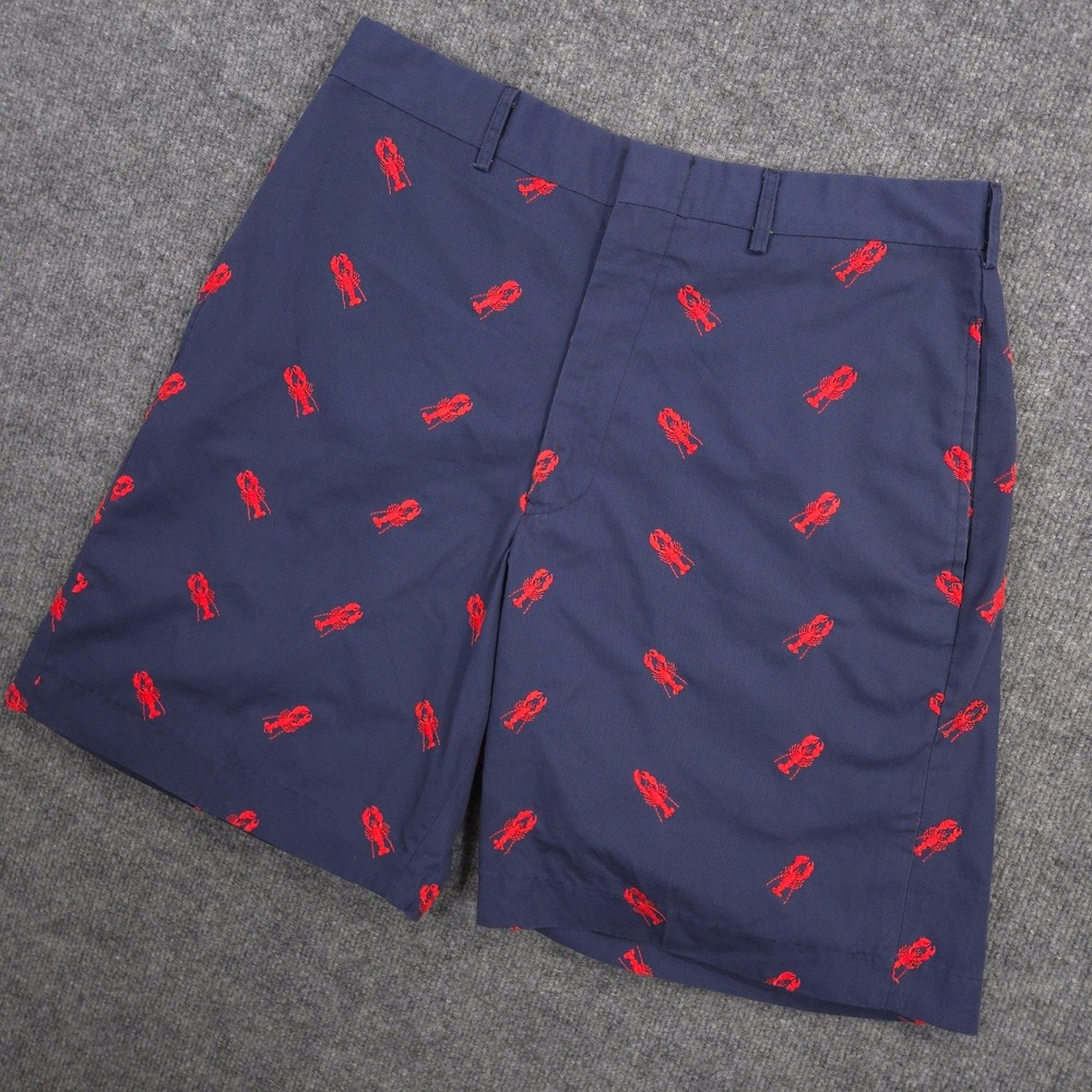 Murrays Toggery Shop Shorts Mens 34 Navy Blue Nantucket Reds Lobsters All Over