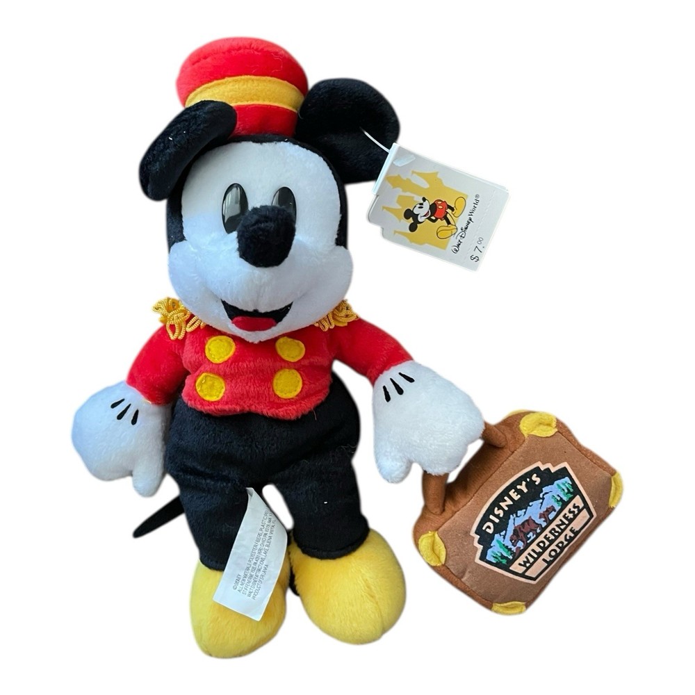 Walt Disney World Wilderness Lodge Bellhop Mickey 9” Bean Bag Plush NWT