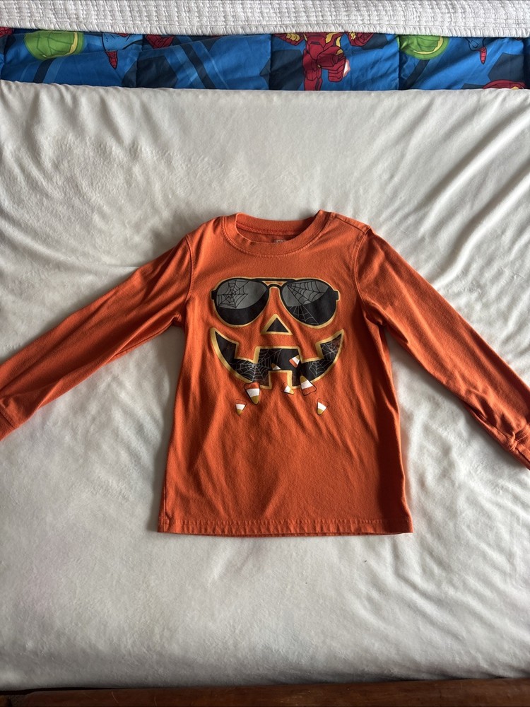 Carter Size 6 Kids Boys Orange Pumpkin Jack-O-Lantern Long Sleeve Halloween