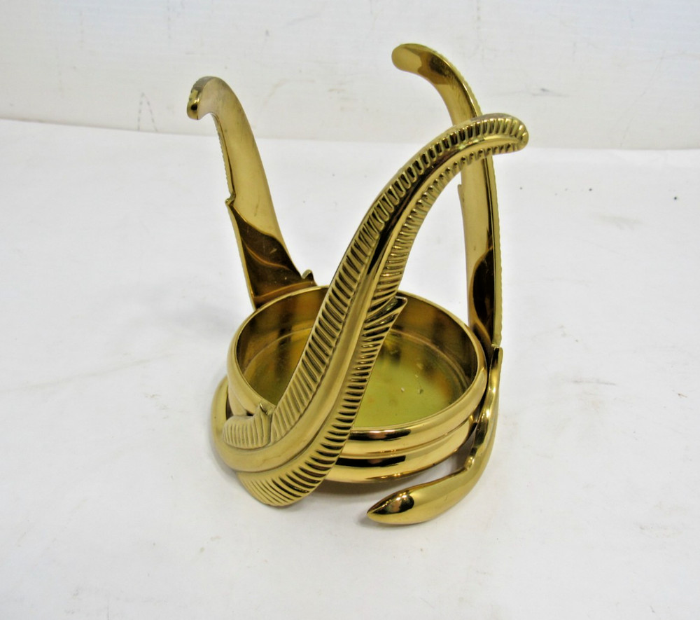 Partylite Solid Coated Brass Feather Votive Piller Large Candleholder 5