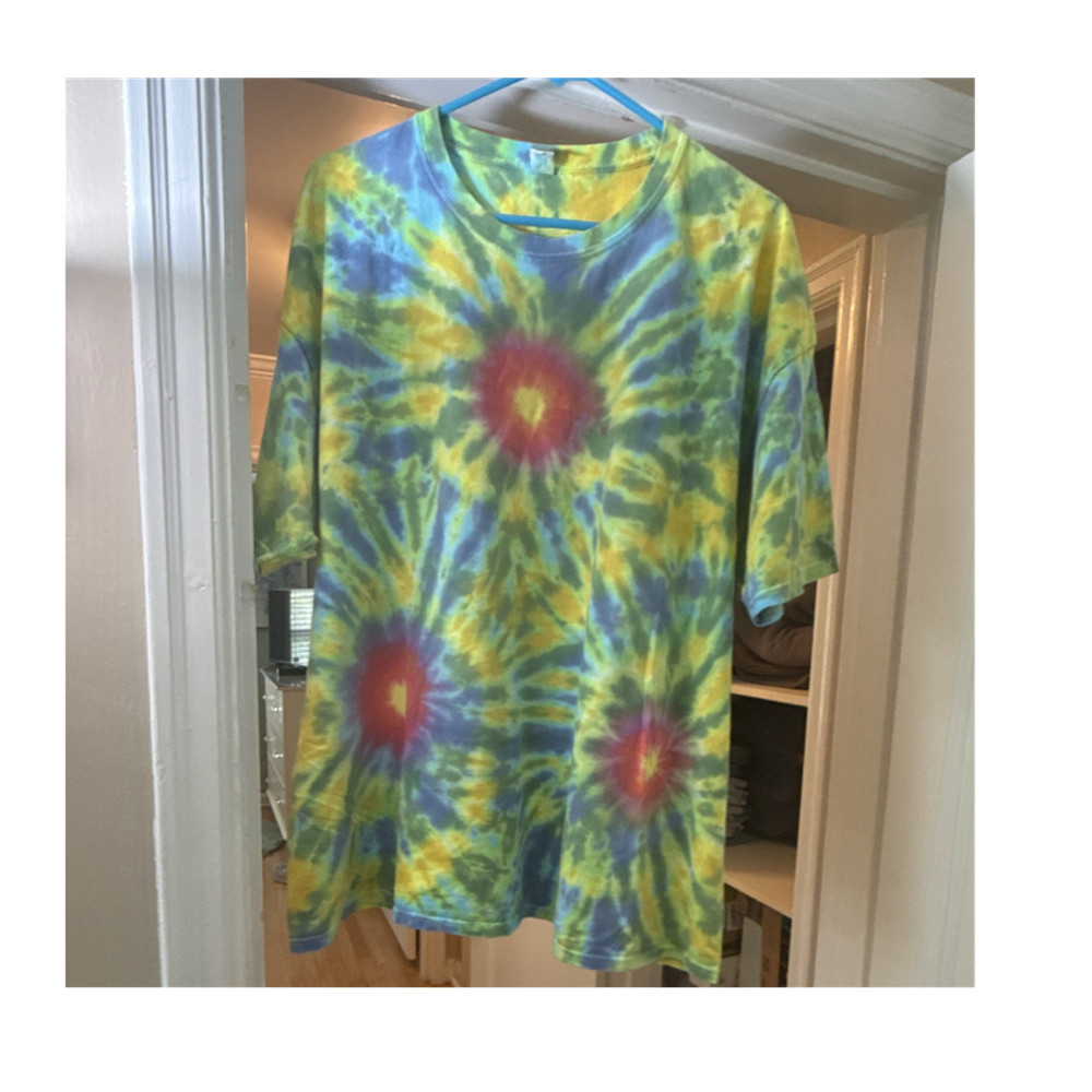 2XL Multicolor Cotton Tie-Dye Crew Neck Short Sleeve Men's T-Shirt