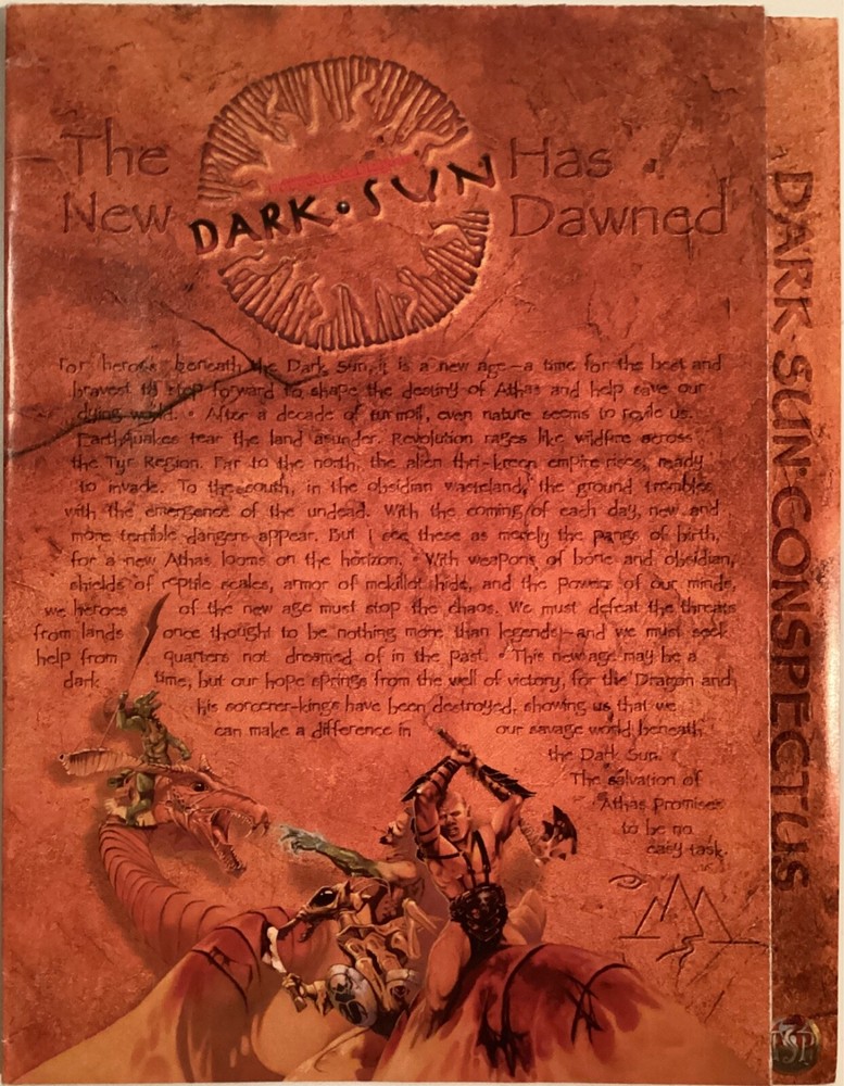 Advanced Dungeons & Dragons 2E Dark Sun RPG Promotional Release Map Poster MINT