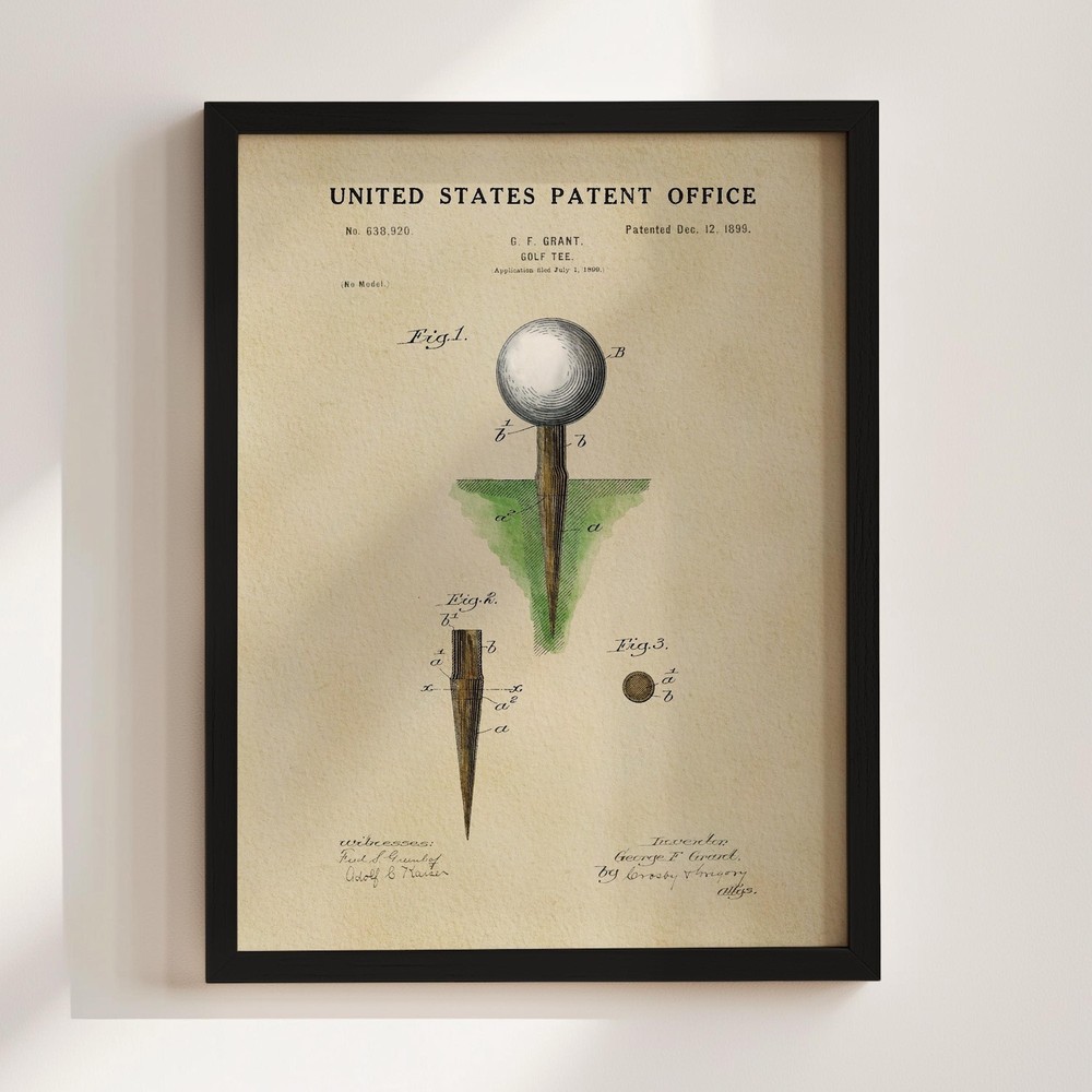 Golf Tee Patent Print – Vintage Golf Poster for Office & Golf Lovers