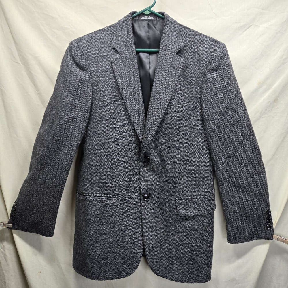 VTG Barrington Men's Sport Coat Suit Jacket 100% Wool Charcoal Gray Size 38 R