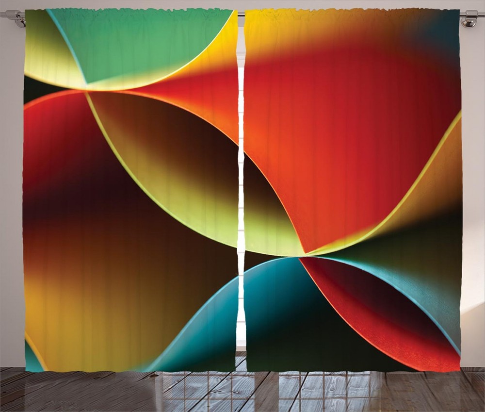 Abstract Curtains Graphic Colored Decor Window Drapes 2 Panel Set 108x84 Inches-image