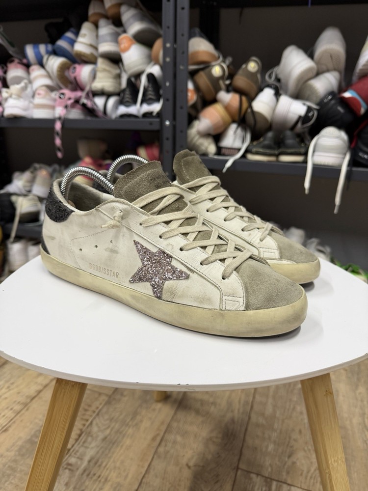 Golden Goose Super-Star Low-Top Leather Sneakers White Gray Black Casual size 42