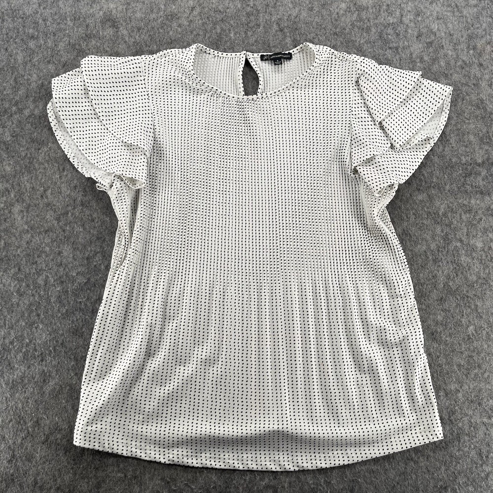 Adrianna Papell Womens White Casual Polka Dot Sleeveless Tank Blouse Top Size S
