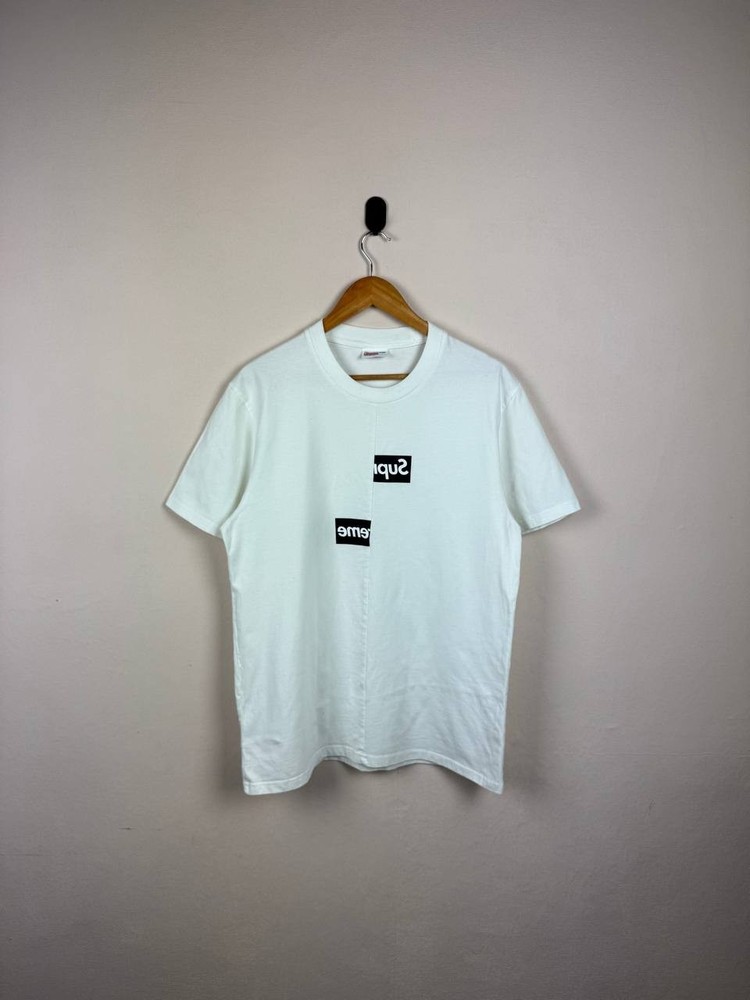 Supreme x Comme des Garcons CDG Split Box Logo Tee White FW18 Mens Size L Shirt