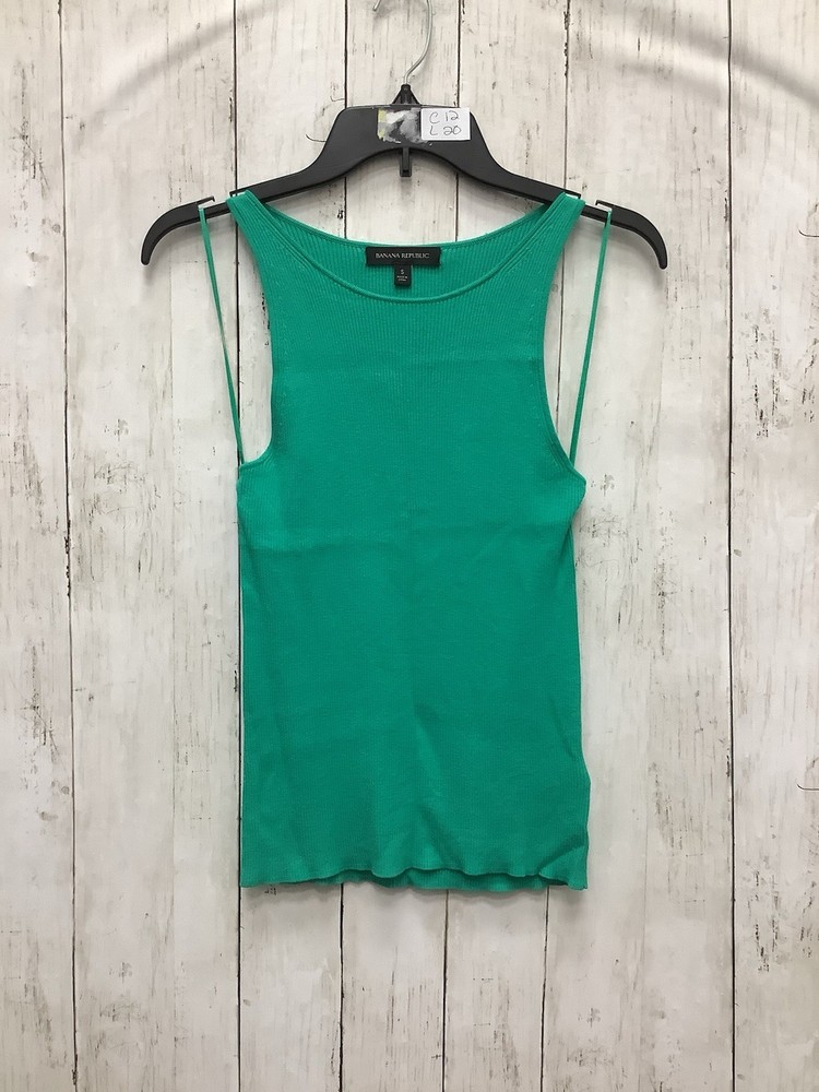 Banana Republic Green Fitted Ribbed Tank Top, Size Small - Sleeveless Crew Neck