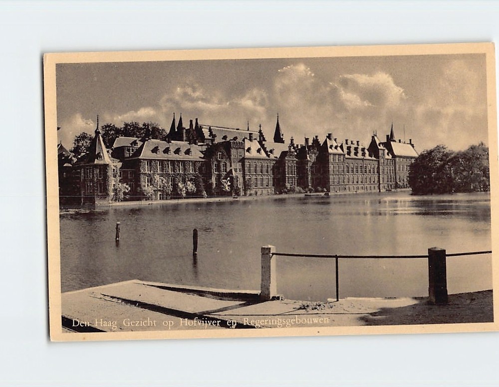Postcard The Hague View of Hofvijver and Government Buildings Netherlands