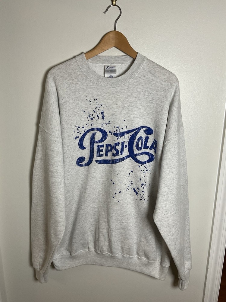 Vintage 90s Pepsi Cola Paint Splatter Graphic Pullover Sweatshirt Retro USA VTG