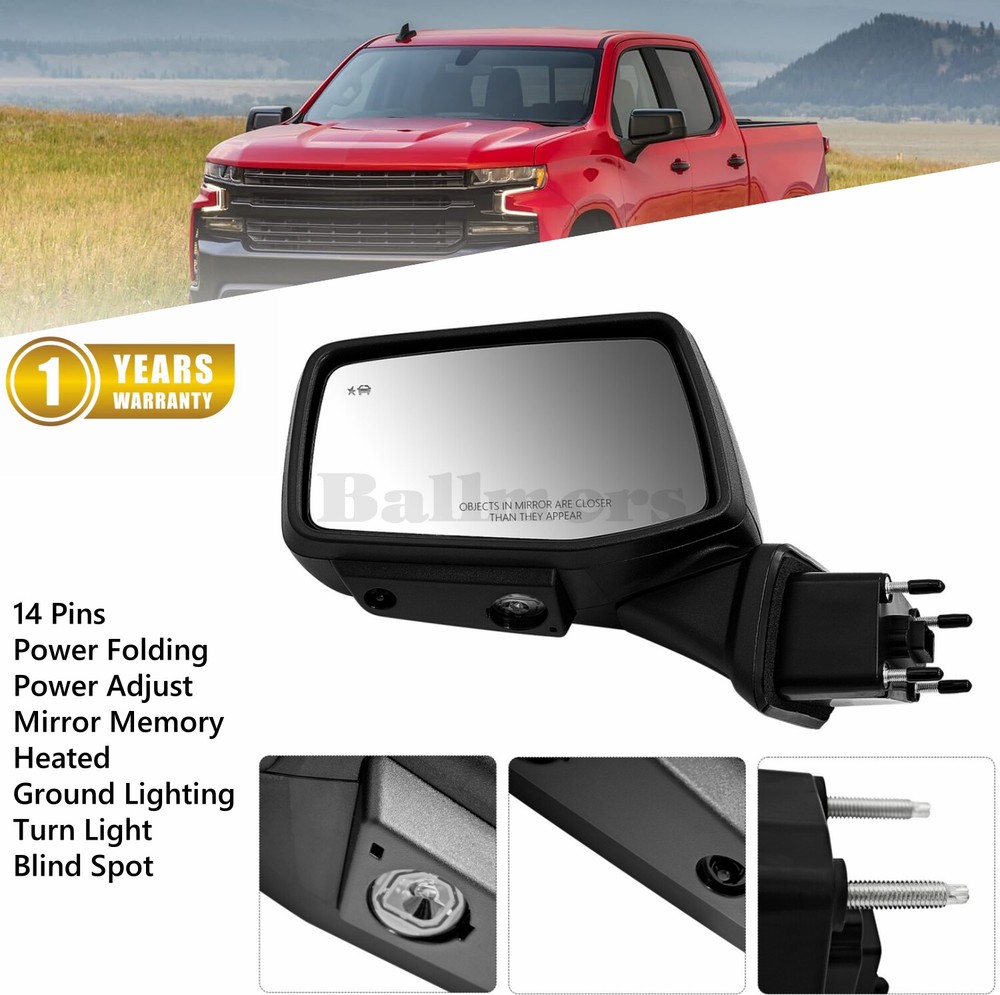 2019-2024 Chevy Silverado 1500 Left Power Fold Signal Door Mirror