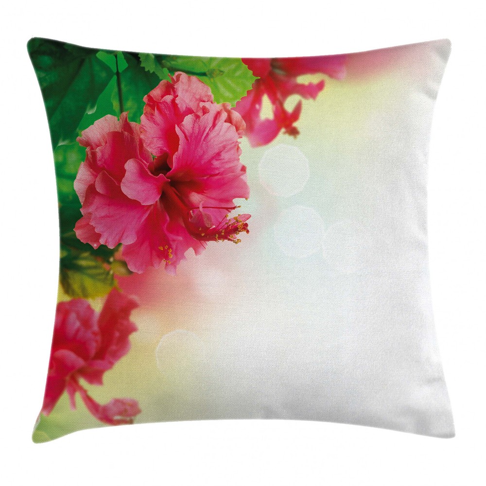 Exotic Hibiscus Floral Square Pillow Cover 20 Inch Cushion Case