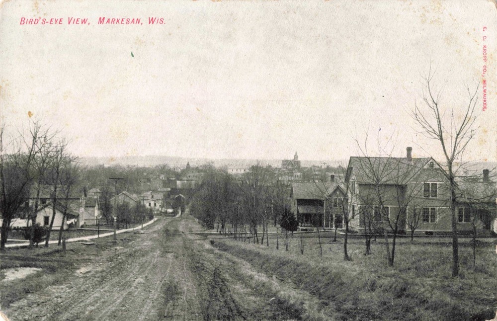 Birdseye View of Markesan Wisconsin WI c1910 Postcard