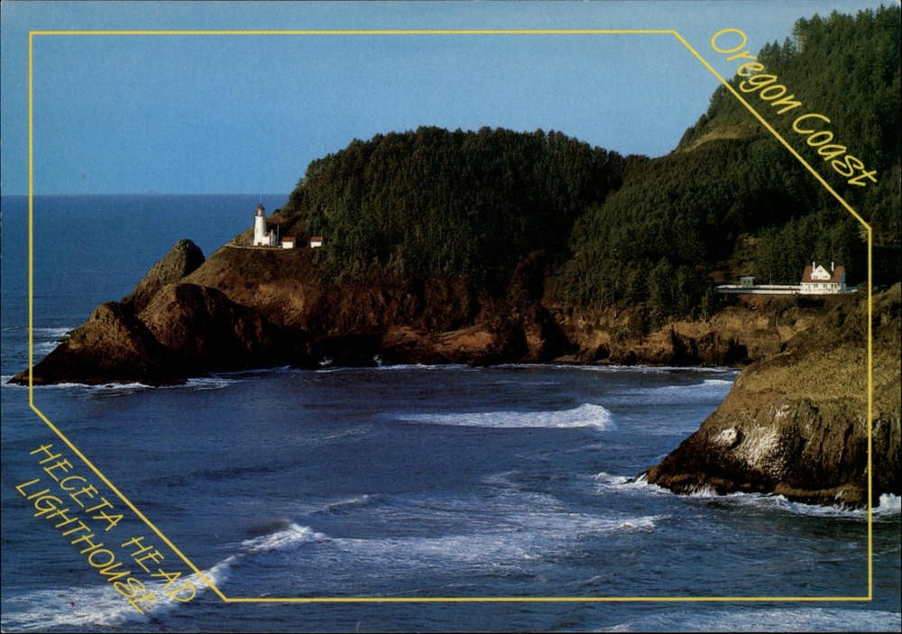 Oregon Coast from Sea Lion Caves Heceta Head Light House ~ postcard sku233