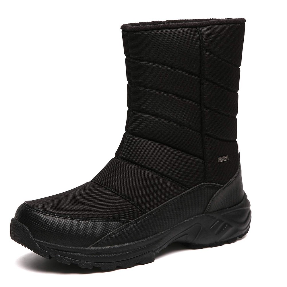 Men's Waterproof Slip-On Fur Winter Snow Boot Mid-Calf Outdoor