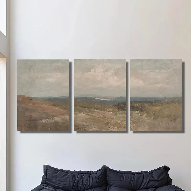 3pcs Vintage beach painting, seascape Metal Print  Ready to Hang Art