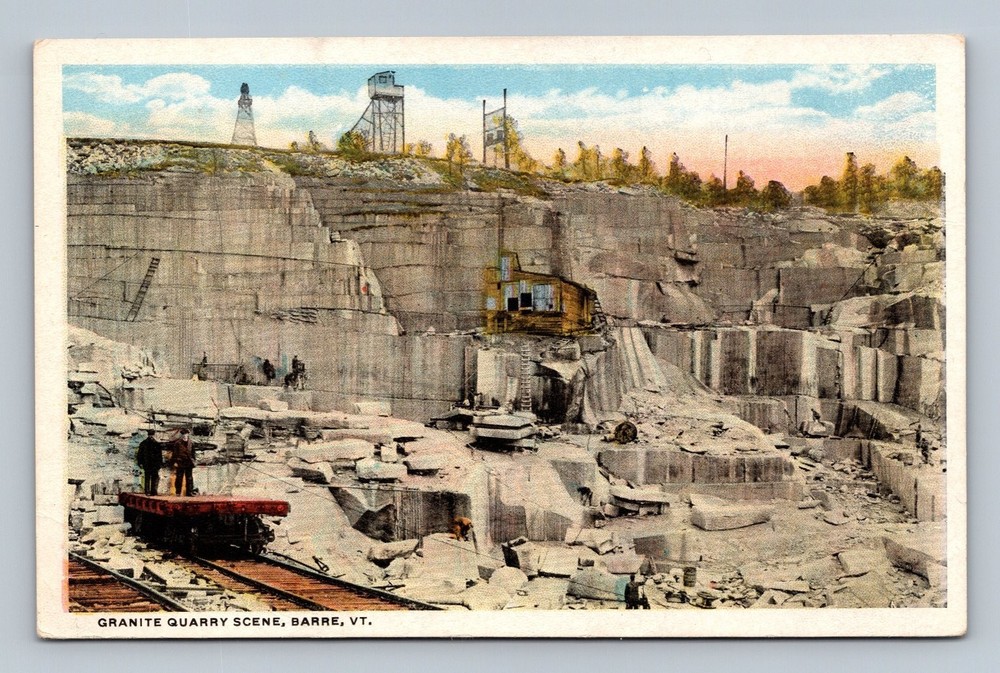 Vintage Granite Quarry Scene Postcard Barre Vermont Linen Era