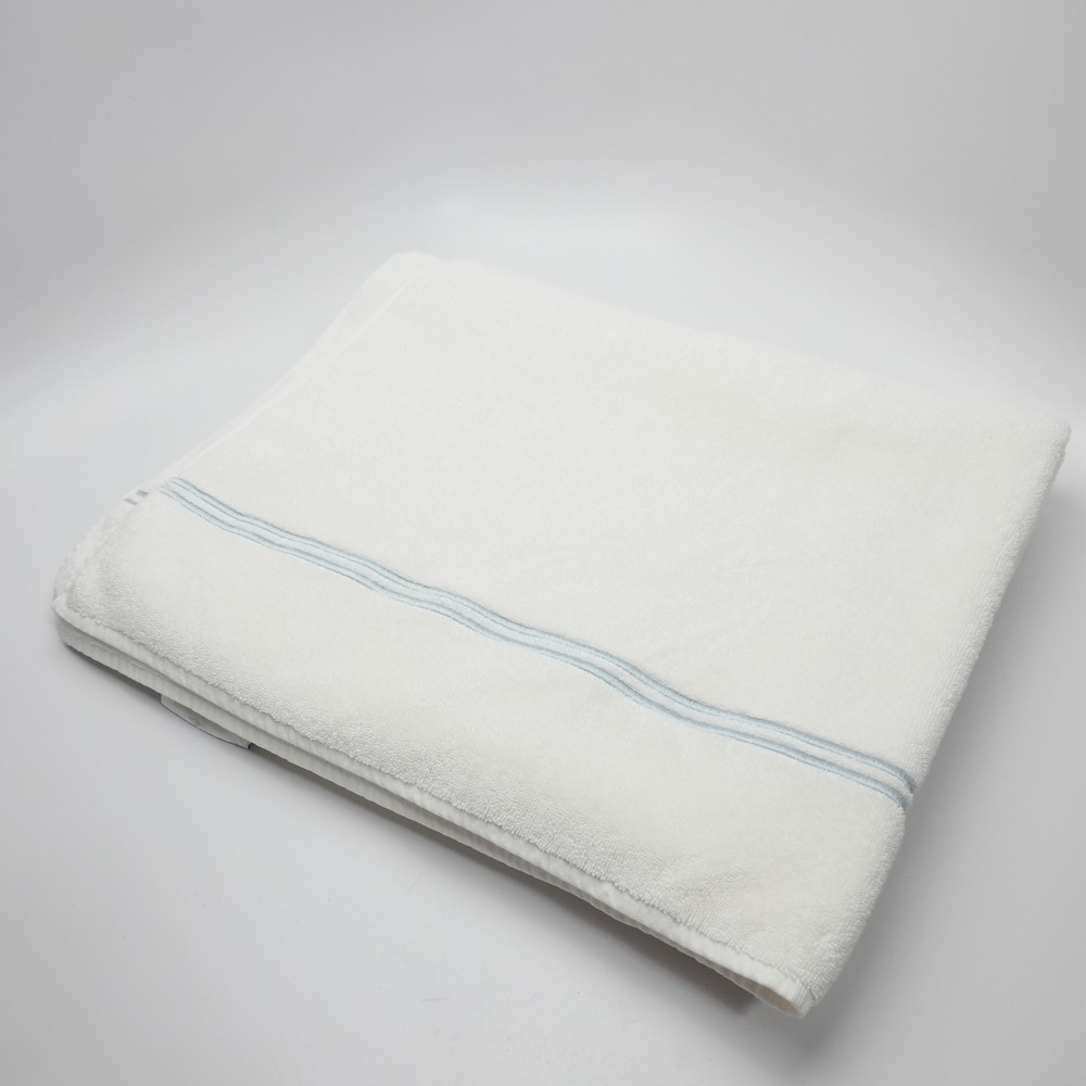 Restoration Hardware Beach Huge Towel Bath Sheet White w Blue Strip 40
