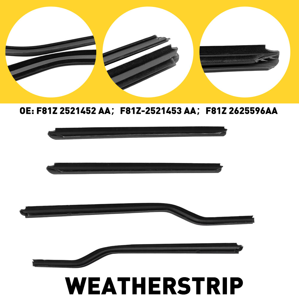 Upgrade Ford F-350 1999-2010 4-Door with LH+RH Window Seal Belt Weatherstrip Molding Trim