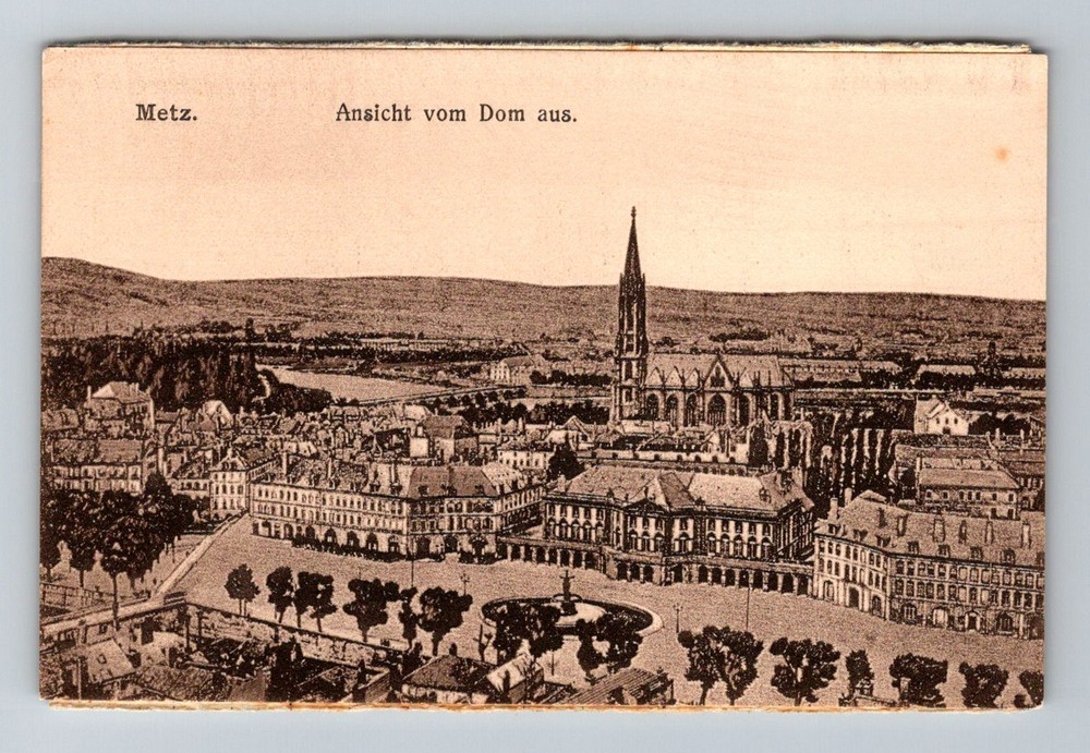 Germany- Metz City View & Cathedral Souvenir Old Post Card View Vintage Postcard