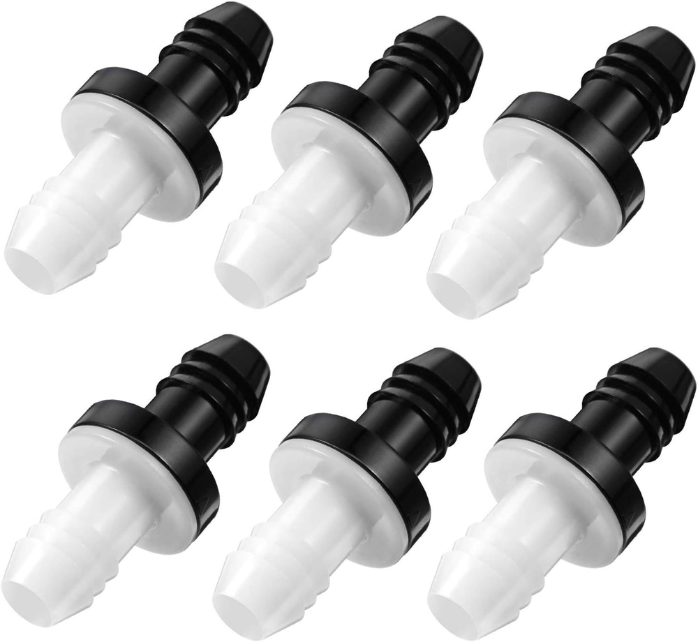 6-Pack 3/8 Inch ABS Inline One-Way Check Valve Bulk 10mm Plug-In