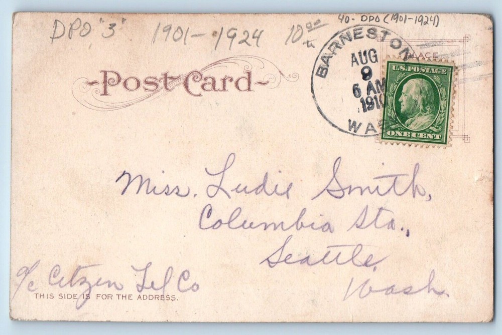 DPO (1901-1924) Barneston WA Postcard Happy Bathers Seaside Oregon OR 1910