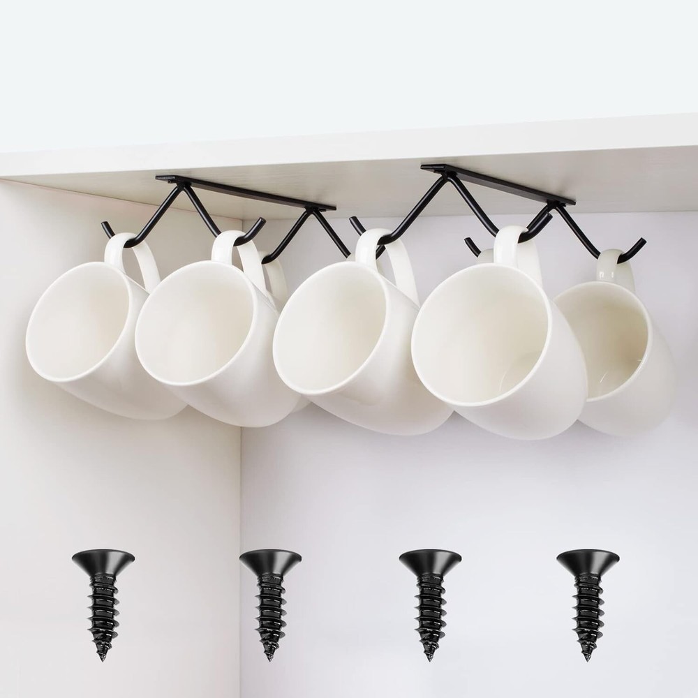 Cabinet Hook Mug Holder - Hanging Coffee Cup Rack for Kitchen, under Cabinets Me