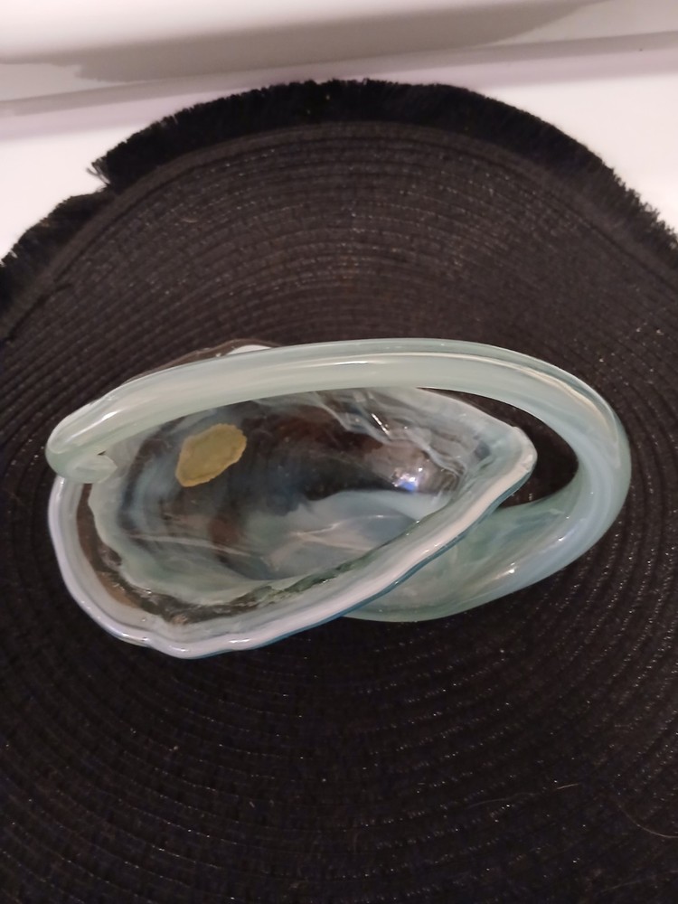 vintage hand blown art glass Cornucopia Dish Murano Italy