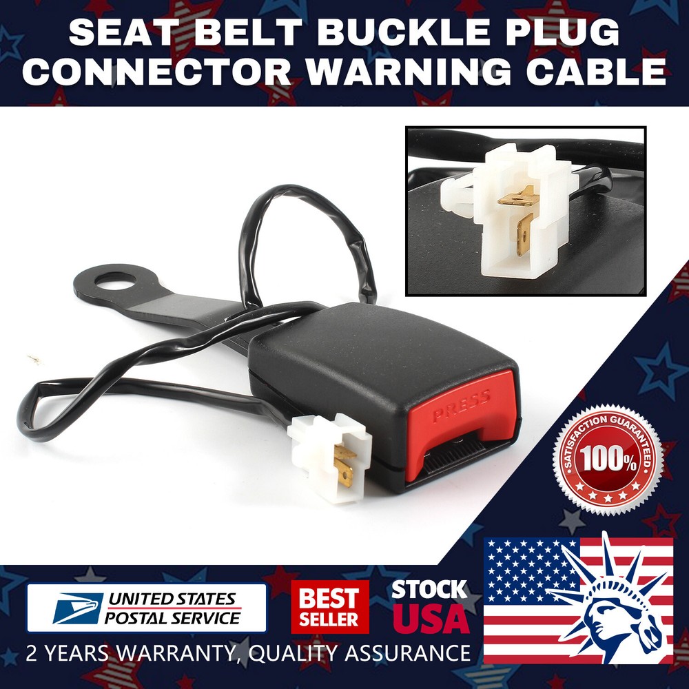 Car Latch Buckle Safety Seat Belt Buckle Plug Adapter with Warning Cable