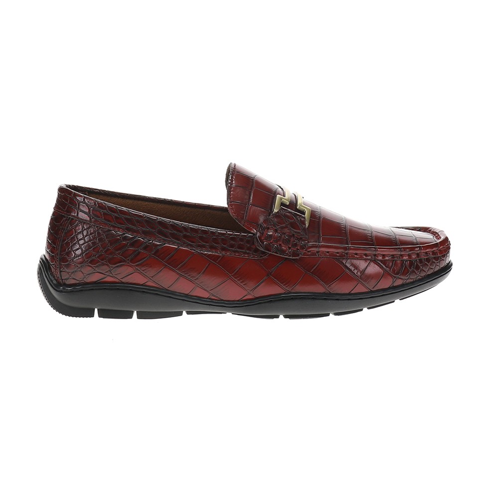 Stacy Adams Embrey Croc Slip On Moc Toe Dress Shoes for Men in Brown and Red
