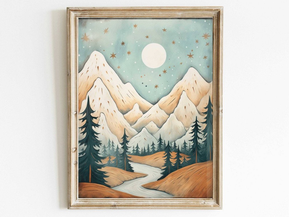 Nature Nursery Decor Mountain Nursery Wall Art Landscape Painting For Kids