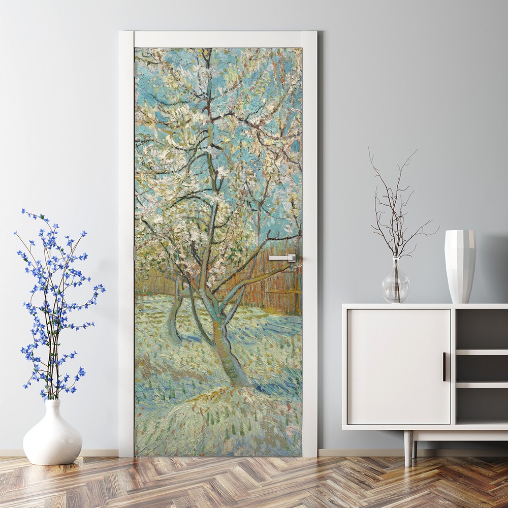 Spring Tree Decal Art wall decor Peel and Stick Door Wrap Bubble Free