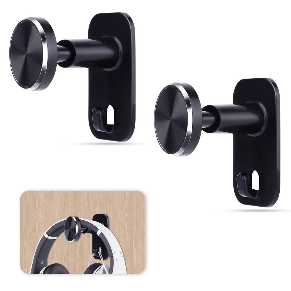 2 PCS Retractable Headphone Stand,Sticky Headset Hanger Adhesive Headphone Ho...