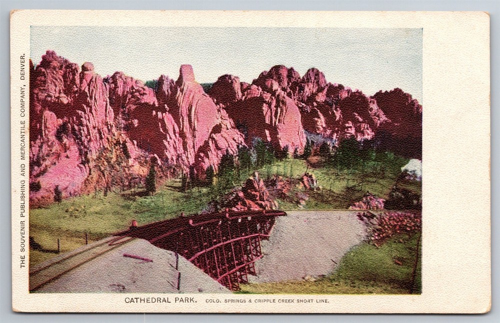 Cathedral Park Colorado Springs Cripple Creek Short Line CO Postcard R8