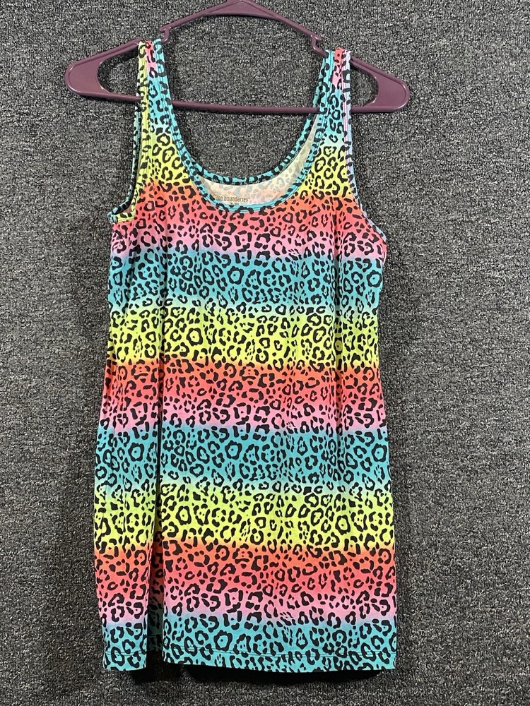 No Boundaries Womens Tank Top Rainbow Cheeta Print Sleeveless Size XL (15-17)