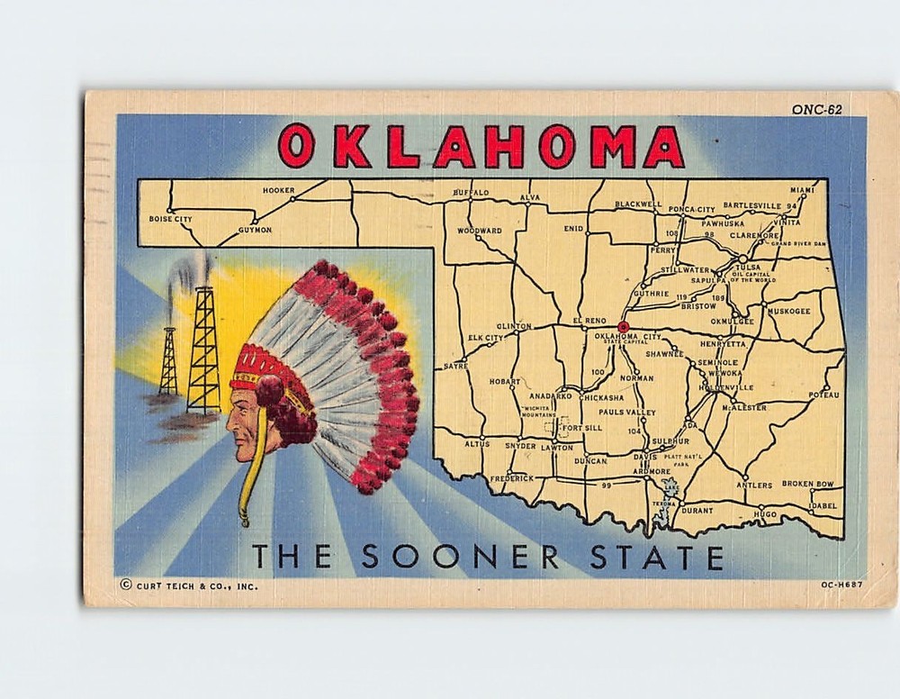 Postcard The Sooner State Oklahoma USA