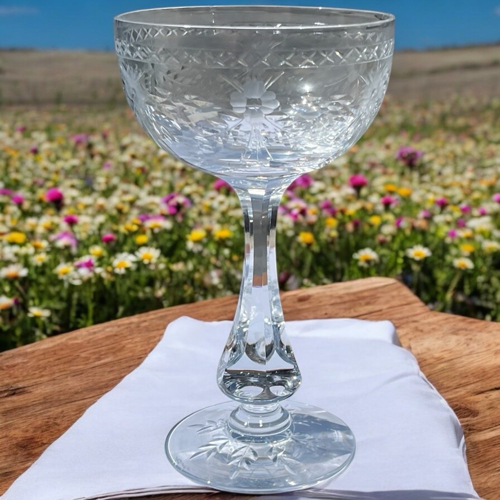 Vintage Kosta Boda Crystal Cut Glass Mac Guirlang Fritz Kallenberg Champagne