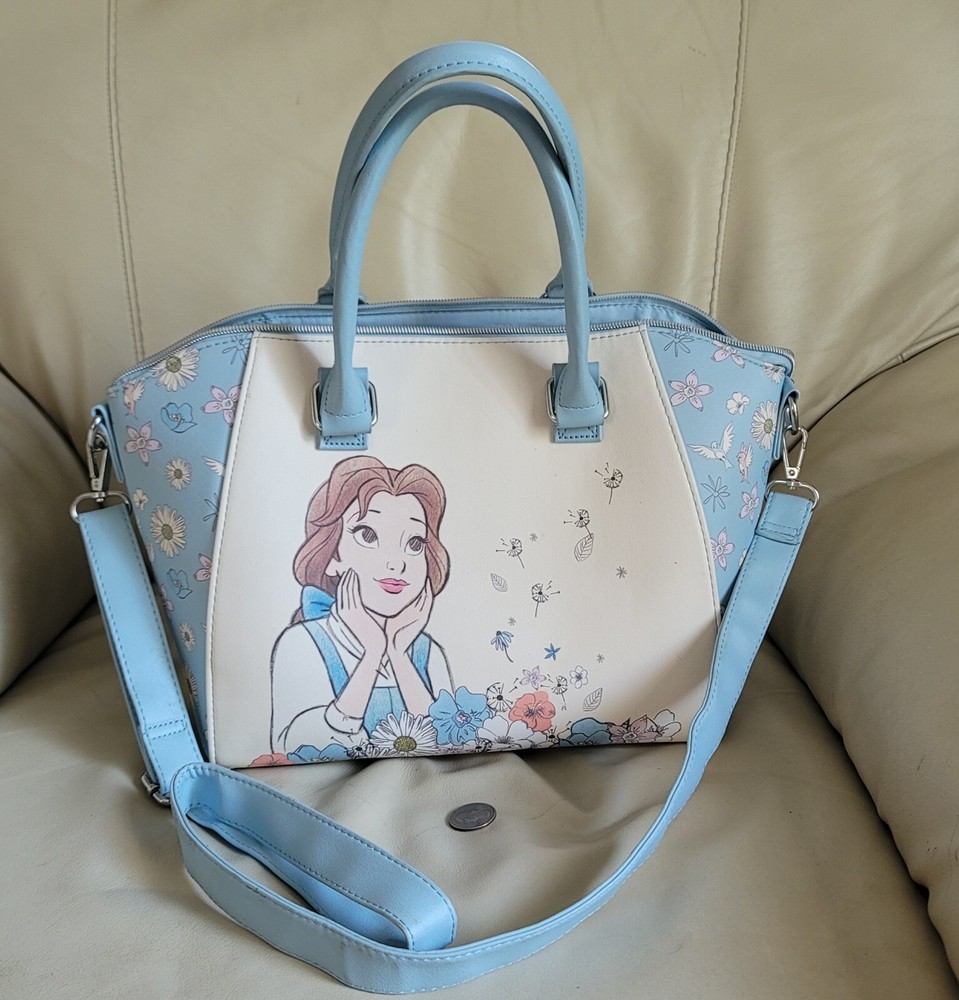 Loungefly DISNEY Beauty And The Beast Purse Handbag, Baby Blue And White Color