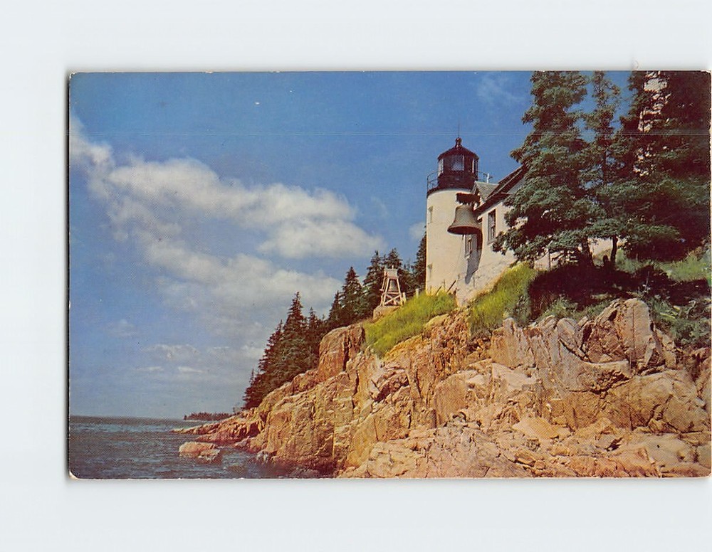 Postcard Bass Harbor Light Acadia National Park Mt. Desert Island Maine USA-image