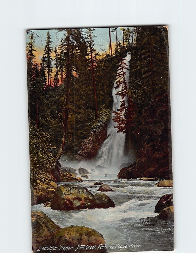 Postcard Mill Creek Falls on Rogue River Oregon USA