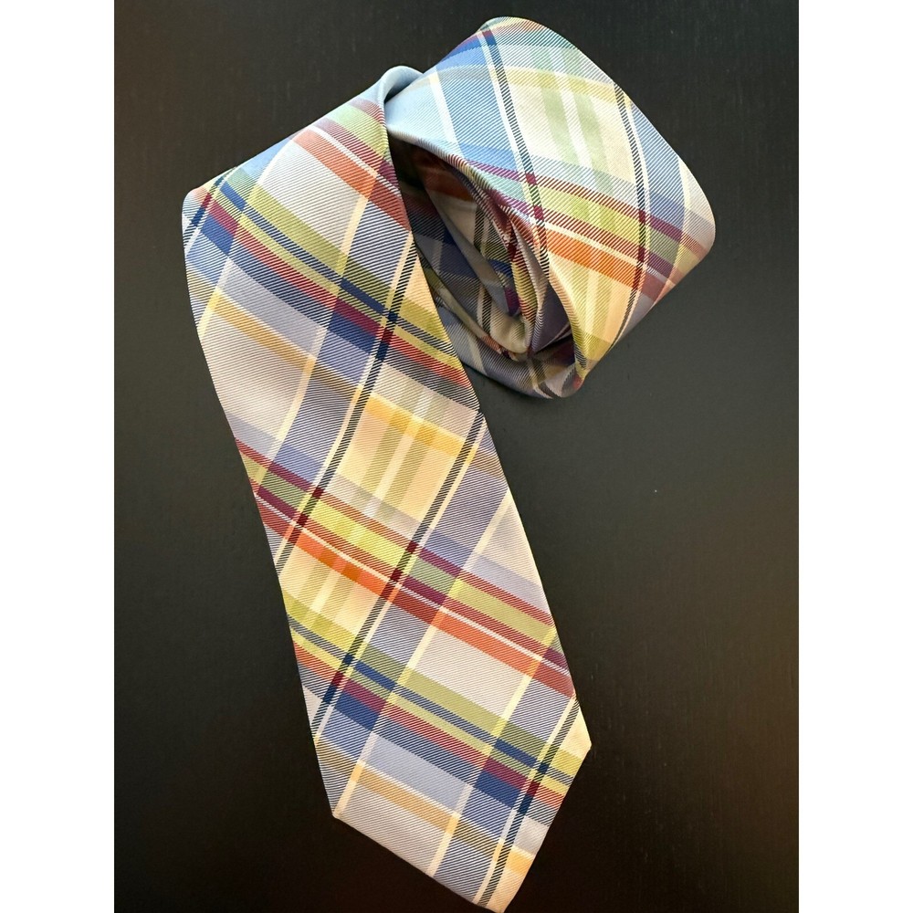 Tommy Hilfiger Men's 3.25-Inch Silk Plaid Summer Tie for Beach Wedding and Country Club Prep